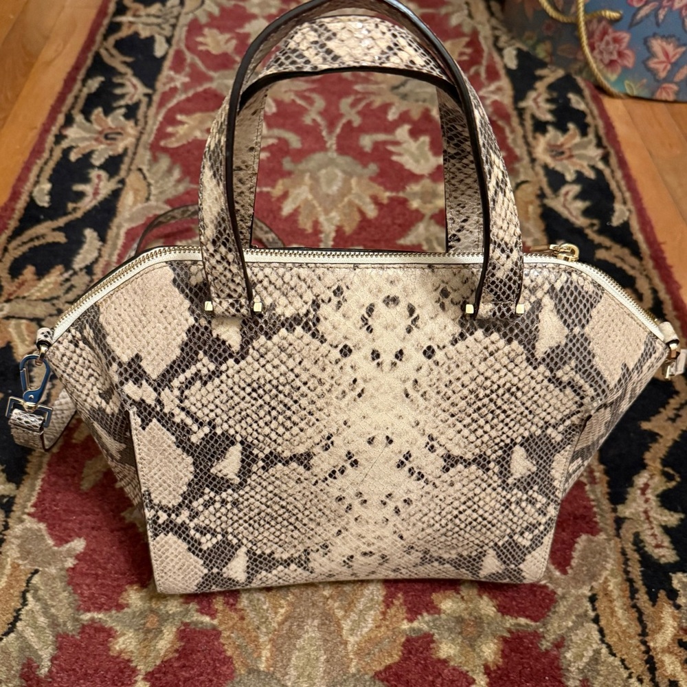 kate spade Neutral Snake-Print Satchel with Gold Hardware - Picture 2 of 6